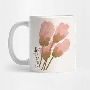 Watercolor flowers with woman Mug